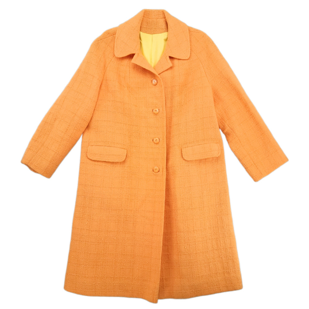 Vintage Betty Rose Apricot Tweed Trench Apricot Coat Women's Size Large
